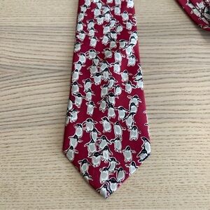 Chipp‎ vintage red white Penguin Necktie  embroidered Print tie Men's